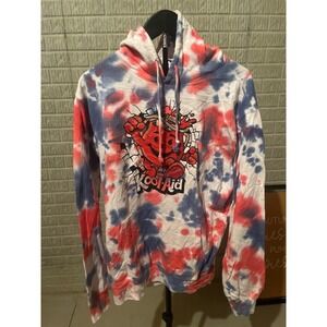 Kool Aid Tie Dye Hoodie Sweatshirt Red Blue White Graphic Print Pullover Medium‎
